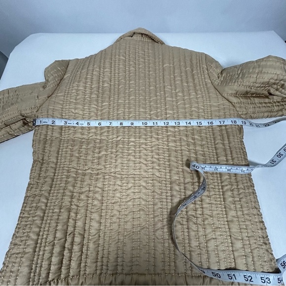 Spiegel Beige Quilted Jacket 100% Silk with Animal Print Lining - Picture 7 of 8